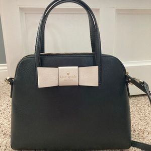 Kate Spade ♠️ black leather bag with white bow